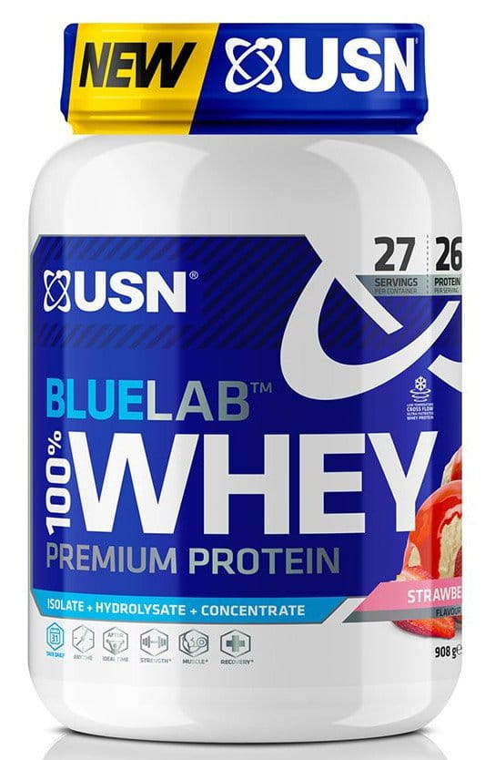 Syrovátkový proteinový prášek USN 100 % Premium BlueLab 908 g jahoda