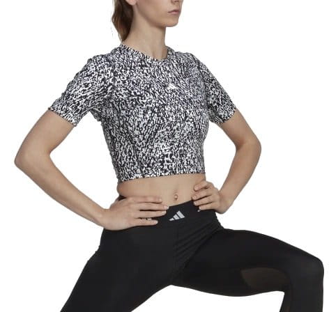 Dámské fitness zkrácené tričko s krátkým rukávem adidas Techfit Print